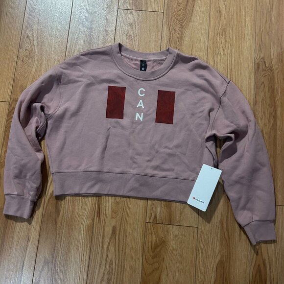 Lululemon NWT Perfectly Oversized Crop Crew Size 6 Pink Team Canada Olympics - Picture 2 of 6
